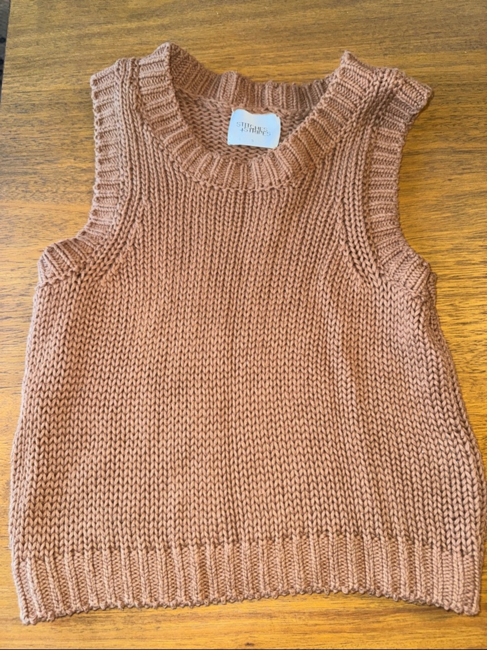 Stitches + Stripes Chunky Knit Crewneck Vest
